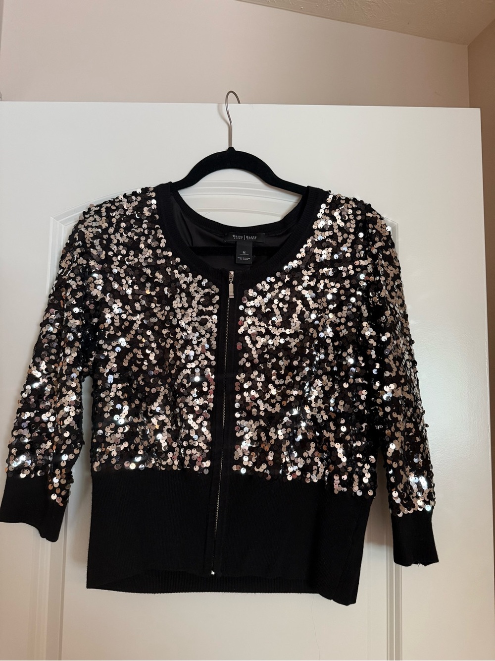 WHBM Zip-Front Sequin Jacket